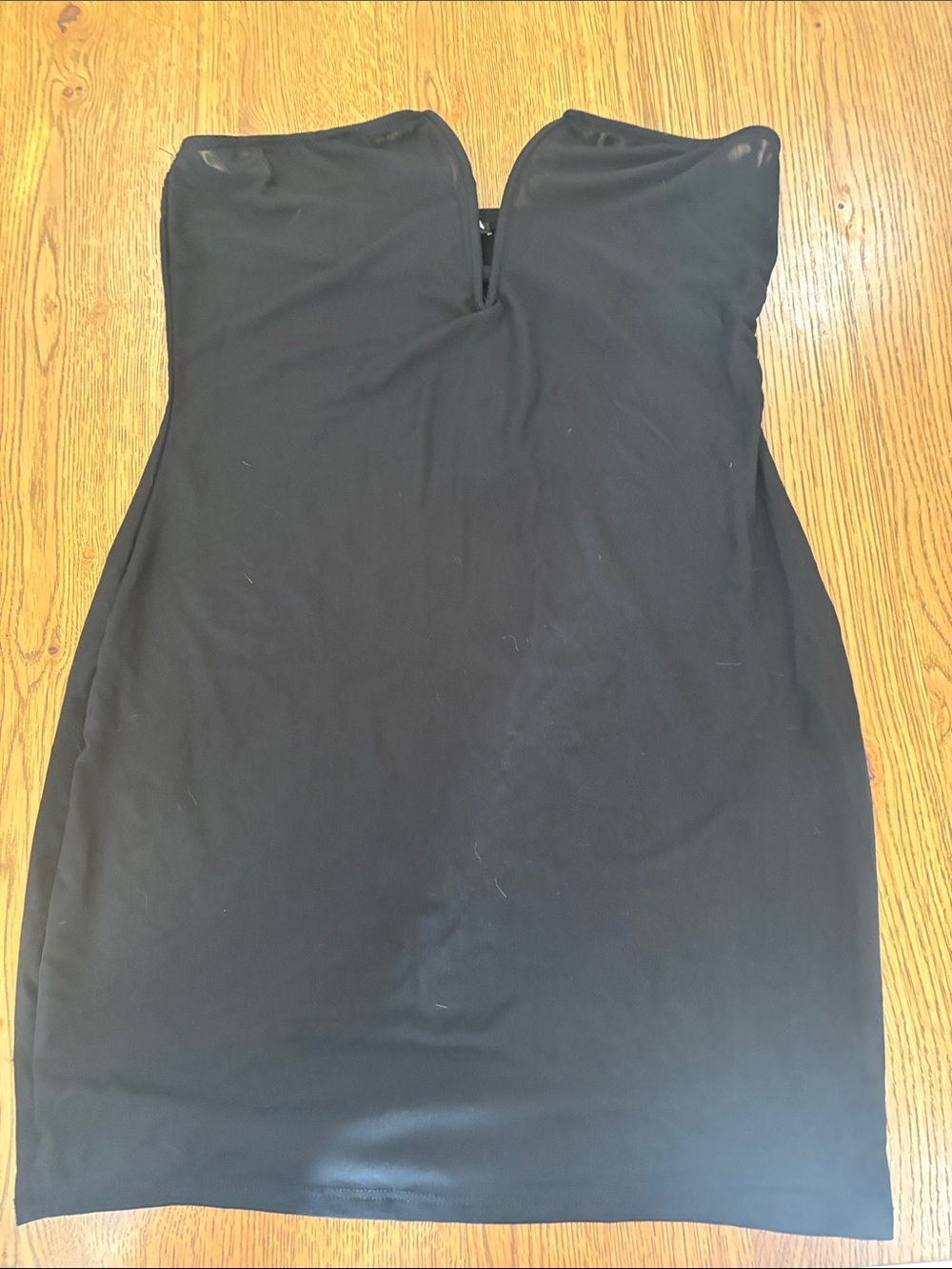 Fashion Nova Black Strapless V-Notch sheer top/dress - Picture 2 of 8